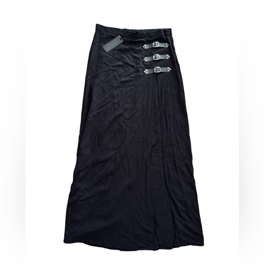 NWT Dolls Kill Black A-Line Maxi Skirt with Silver Accents